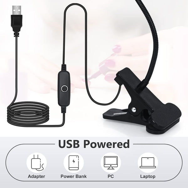 UV Nail Lamp - UV Light for Gel Nails, Flash Cure Lamp, LED Gooseneck Flash Cure Lamp for Nails, Manicure Dryer Black Light with Clamp, 365+395nm