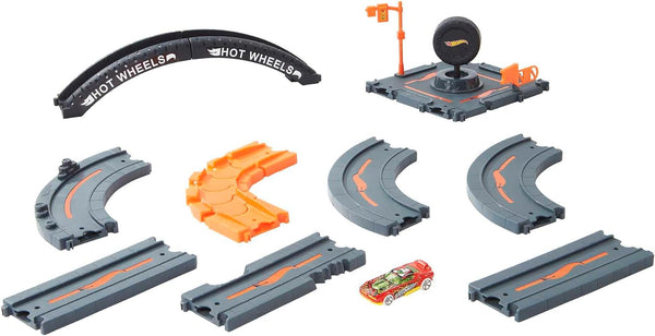 Hot Wheels City Track Pack, 10 Piece Set Includes Track Base & Various Track Pieces to Build a Cityscape, with 1 Hot Wheels Car, Connects to Other