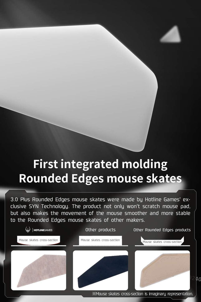 HOTLINEGAMES 2Sets 3.0 plus Rounded Curved Edges Mouse Feet Skates Compatible with G502 Hero, Proteus Spectrum RGB Gamin