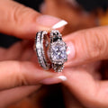Jeulia Skull Engagement Ring Sets Sterling Silver Promise Eternity Band Rings Diamond Princess Cut with Cubic Zirconia Wedding Engagement