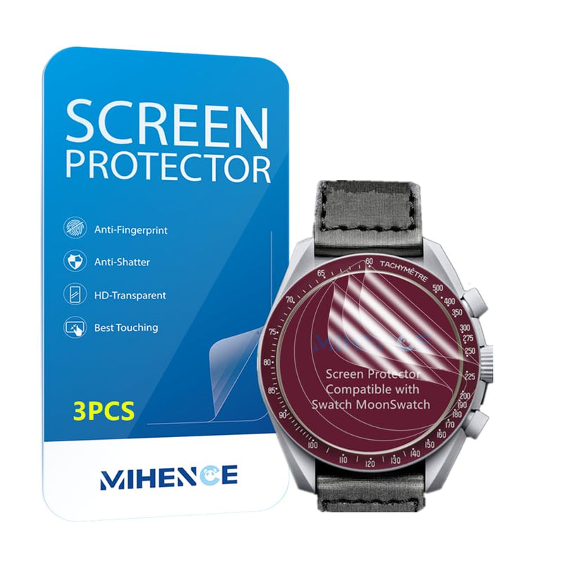 Compatible for Swatch MoonSwatch Screen Protector, HD Full Coverage Invisible TPU Screen Protector Compatible for Swatch Speedmaster Moonswatch (3PCS)