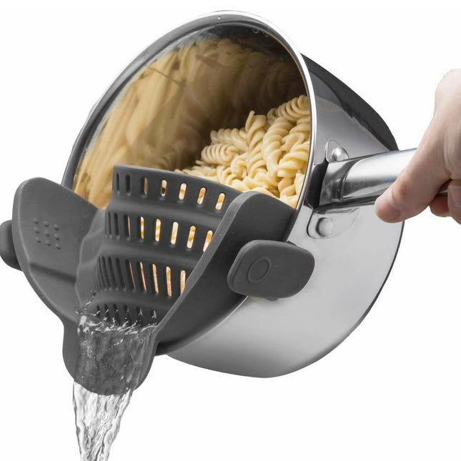 Kitchen Gizmo Snap N' Strain - Silicone Pasta Strainer Clip-On for Pots and Pans - Heat Resistant Colander for Vegetable