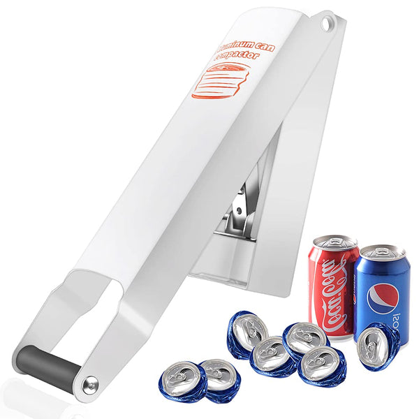 Aluminum Can Compactor White – 8/12/16OZ Metal Can Crusher Heavy-Duty Wall-Mounted Smasher for Aluminum Seltzer, Soda, Beer Cans and Bottles for