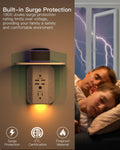 Wall Outlet Extender with Shelf and Night Light,Surge Protector,Usb Wall Charger with 5 AC Outlets and 3 USB Ports 1 USB C Outlet Wide Space