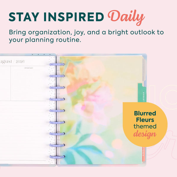Happy Planner Disc-Bound Planner July 2026–June 2027, Classic Size | Includes 3 extra months and 2 sticker sheets, 7" x 9.25", Dashboard Layout,