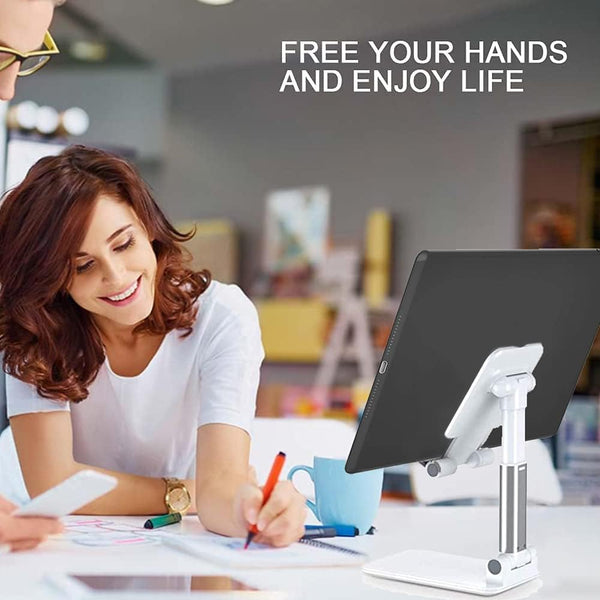 Meetuo 2 Pcs Cell Phone Stand for Desk, Adjustable & Foldable Phone Holder | Adjustable Angle Height, Fully Foldable&Portable, Compatible with