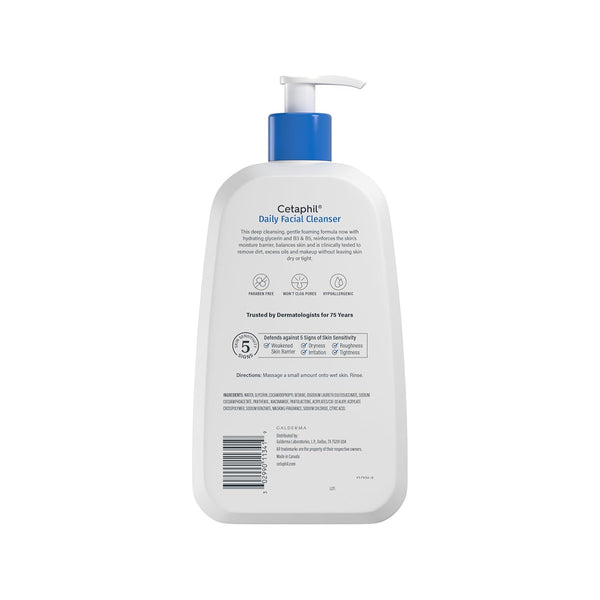 Cetaphil Face Wash, Daily Facial Cleanser for Sensitive, Combination to Oily Skin, 20 Oz, Gentle Foaming, Soap Free, Hypoallergenic
