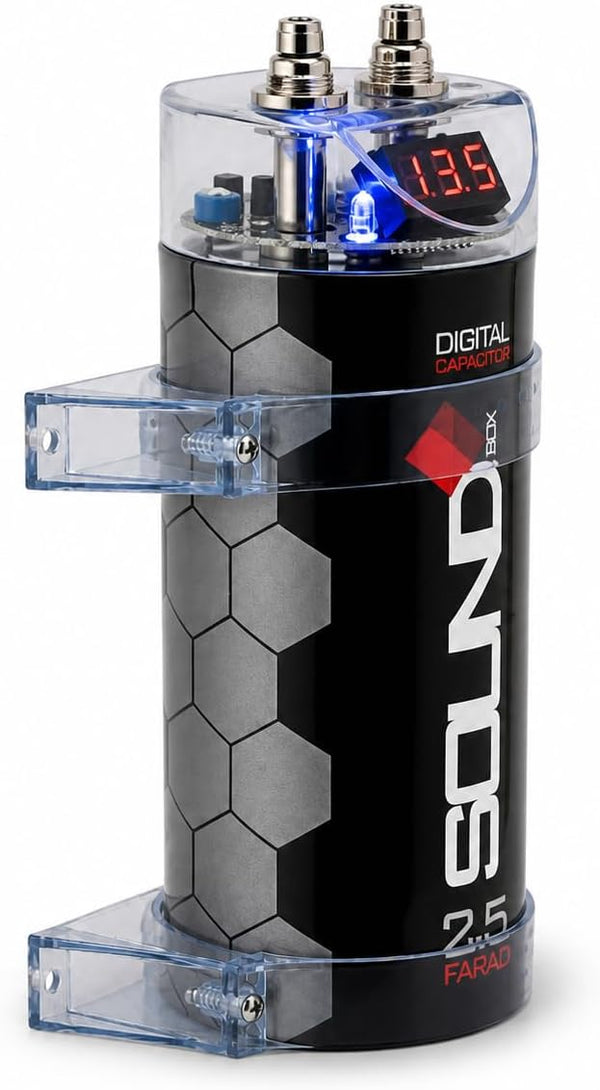 Soundbox SCAP2D, 2.5 Farad Digital Capacitor for Car Audio - 2500 Watts