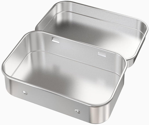 Hulless Small Hinged Tin Box Metal Tins Storage Containers, Silver 6Pcs | Portable Craft Organizer for Home Storage to pills, candies, herbs,