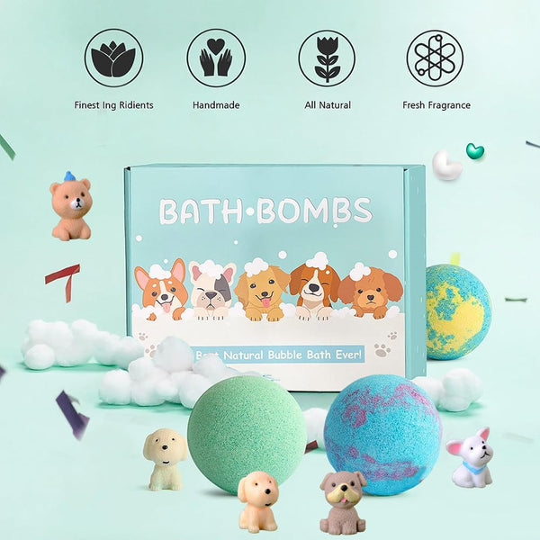 Bath Bombs for Kids with Surprise inside for Girls Boys Toddlers, 20 Pack Organic Kids Bath Bombs with Puppy Dolls Inside, Kids Safe Handmade