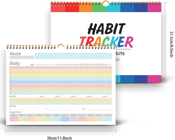 gisgfim Habit Tracker Calendar Motivational Habit Tracking Journal Inspirational Goal Planner with Spiral Binding Beautiful Weekly Undated 12+2