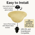 LIGHTACCENTS Alabaster Amber Glass Lamp Shade – Replacement Shade for Floor Lamps with E26 Medium Base Socket – Torchiere Lamp Glass – Amber Swirl