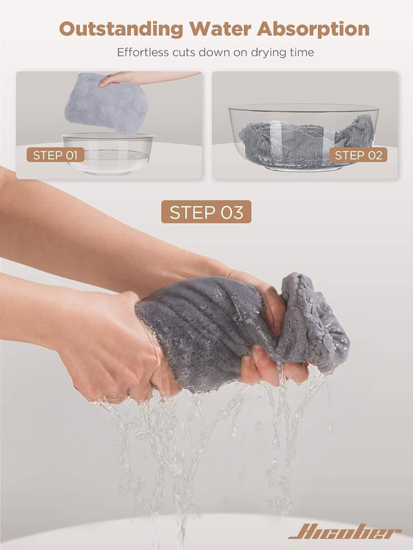 Hicober Microfiber Hair Towel Wrap for Women,Quick Dry, Pink Grey, 2-Pack Pink,grey Large