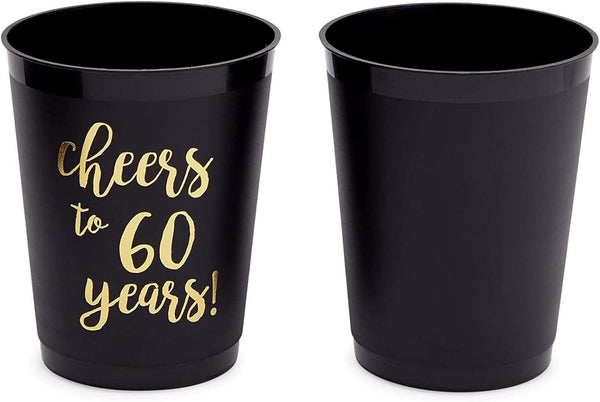 Sparkle and Bash 30th Birthday Cups & Plastic Tumblers - 16 Pack, 16 Oz, Black, Cheers To 30 Years - Party Favors & Wedding Anniversary Celebrations