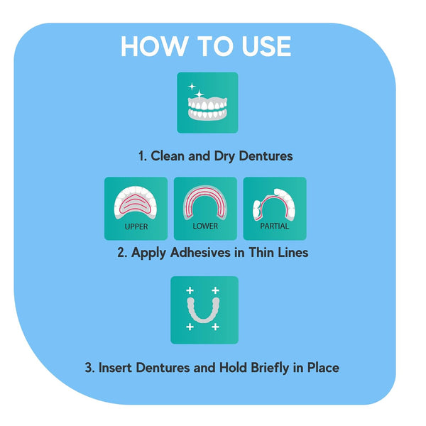 Extra Strong Denture Adhesive Cream, 12 Hour Hold Dental Glue, Waterproof, Zinc & Fluoride Free, Easy Apply Nozzle, Seals Food Out for Comfort,