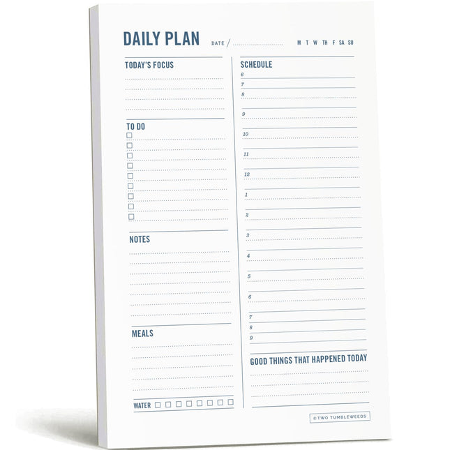 Two Tumbleweeds Daily Planner Notepad with Hourly Schedule - ADHD Planner, Time 
