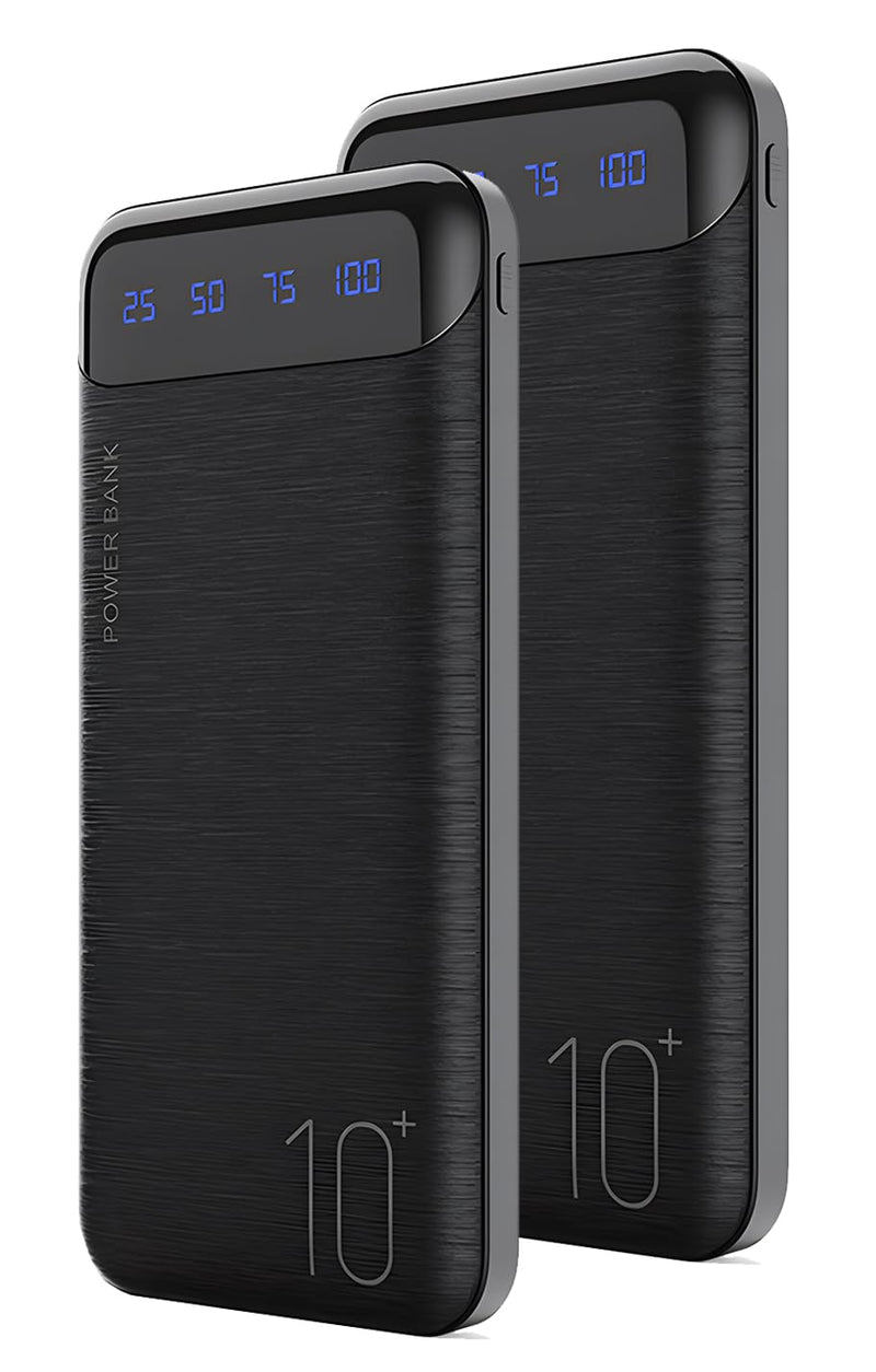 Power Bank 2 Pack 10000Mah Portable Charger with 2 USB 2.4A Outputs & USB C In/Out Slim Battery Pack for Huawei Iphone 16 15 14 13 12 Ipad Samsung
