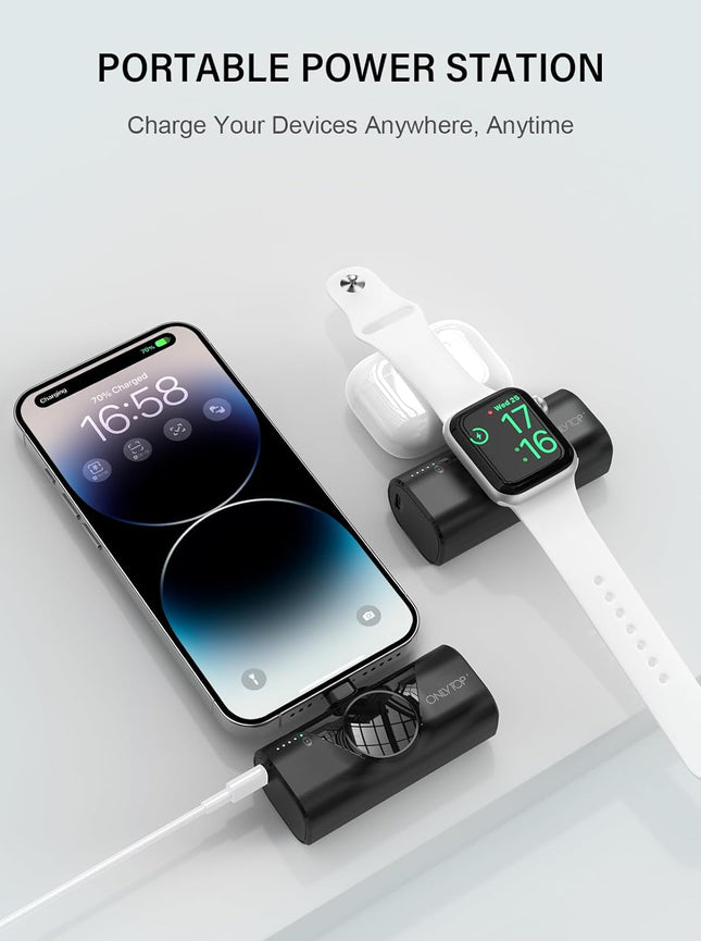 Travel Essentials 2PACK Portable Charger for Iphone 14 Charging Battery 4500Mah Mini Power Bank Compatible with Apple Wa