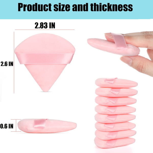 8 Pcs Cotton Powder Puff Face,Jassins Triangle Super Soft for Both Dry and Wet Makeup Setting/Concealer/Loose and Body Powder/Foundation/Blush