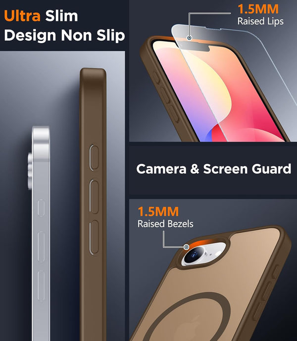 SPIDERCASE Magnetic for iPhone 17e Case for iPhone 16e Case,Brown Brown Iphone 16e/17e 6.1''