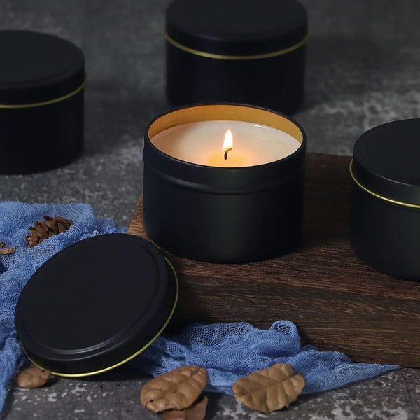 SONVIIBOX 24 Pack 8oz Candle Tins,Black Candle tins for Making Candles Bulk,8 oz Candle Jars,Tin Jars for Candle Making,Metal tin Jars (Black) 8
