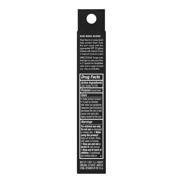 E.L.F. Sun Boss Gloss SPF 25, Pigmented Lip Gloss for a High-Shine Finish, Moisturizing & Conditioning Formula, Vegan & Cruelty-Free, Blush Much?