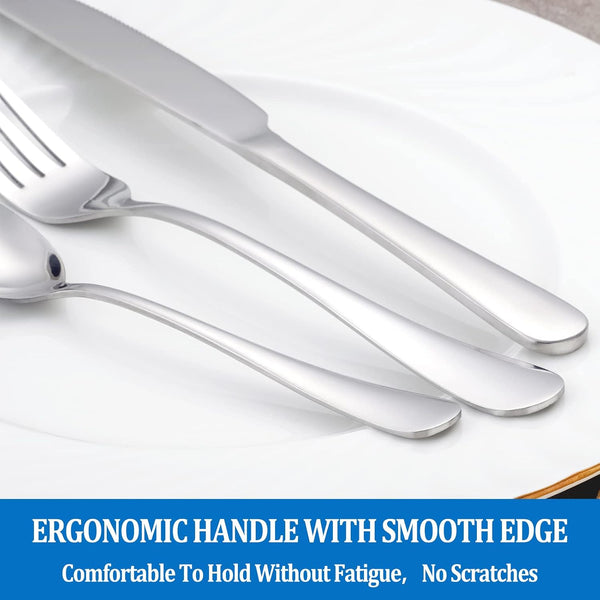 16 Pcs Forks and Spoons Silverware Set,Food Grade Stainless Steel Flatware Cutlery Set for Home,Kitchen and Restaurant,Mirror Polished,Dishwasher