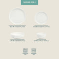 Gibson Home Plates and Bowls Sets - Dinnerware Set for 4, 16-Piece White Dishes — Ceramic Dish Set| Microwave & Dishwasher Safe Dishes - Oslo