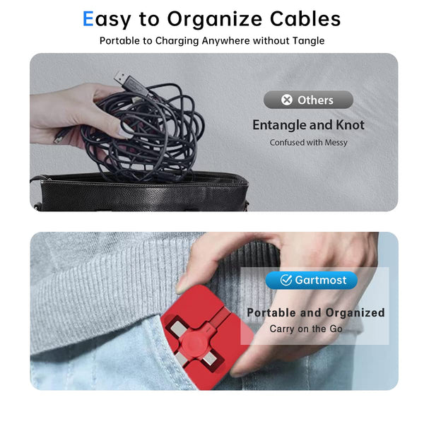 6 Pcs 3 in 1 Retractable Multi Charging Cable (3.28FT) with USB C/Micro USB/IP and Phone Holder, Festivals and Birthday Gift for Your Family and