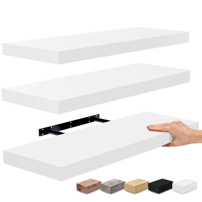 Sorbus Floating Shelves - 24 Inch Wall Shelves for Bedroom, Kitchen, Bathroom - 3 Black Floating Shelves for Wall Decor,