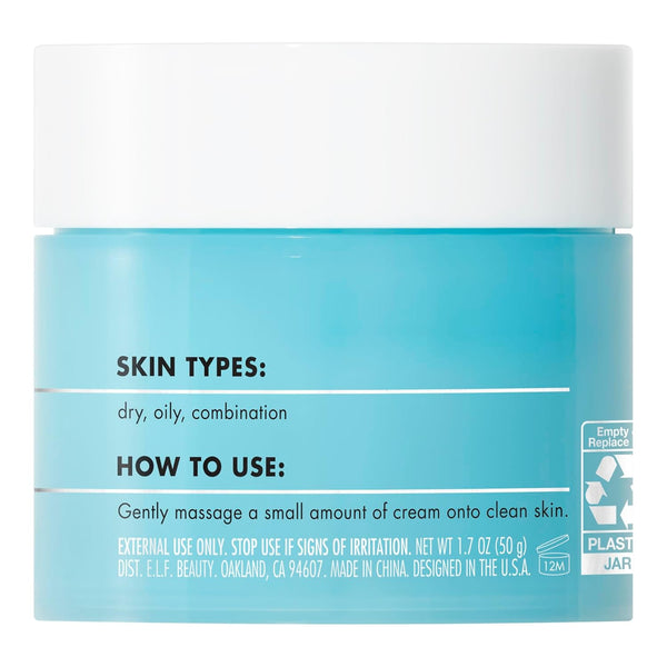 E.L.F. SKIN Holy Hydration! Face Cream, Fragrance Free, Smooth, Non-Greasy, Lightweight, Nourishing, Moisturises, Softens, Absorbs Quickly,