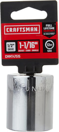 CRAFTSMAN Shallow Socket, SAE, 1/2-Inch Drive, 1-1/16-Inch, 12-Point (CMMT47515) 1-1/16"