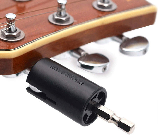 Hexagonal Drill Bit Tuning Peg Winder for Electric Acoustic Guitar Bass String Change Maintenance, Attaches to Power Scr