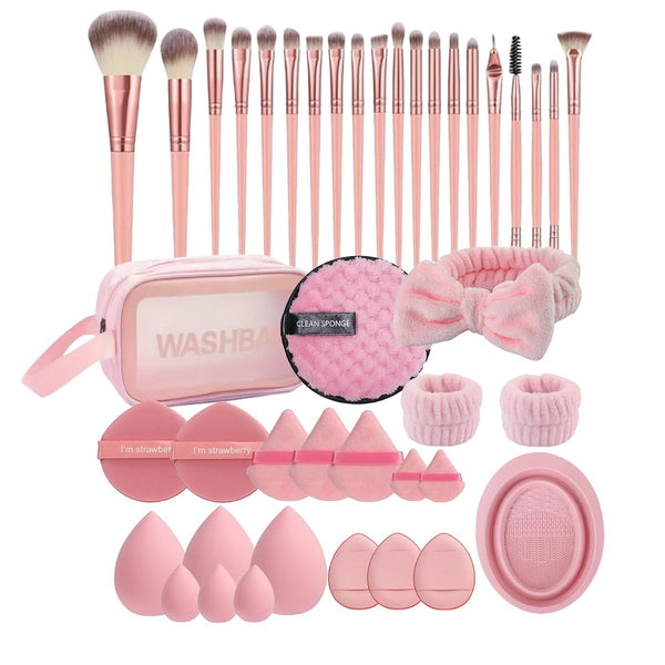 Makeup Brush Set, 42Pcs Makeup Tool Set Premium Synthetic Foundation Powder Concealers Eye Shadows Blush Makeup Brushes Kit with Makeup Sponge,
