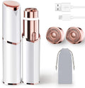 Facial Hair Remover for Women, Rechargeable, 2 Replacement Heads | LED face shaver for upper lip, chin, cheeks, and peach fuzz; compact USB
