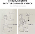 Tub Drain Remover Wrench-Die-Cast Aluminum Tub Drain Tool Wrench for Bathroom and Bathhouse