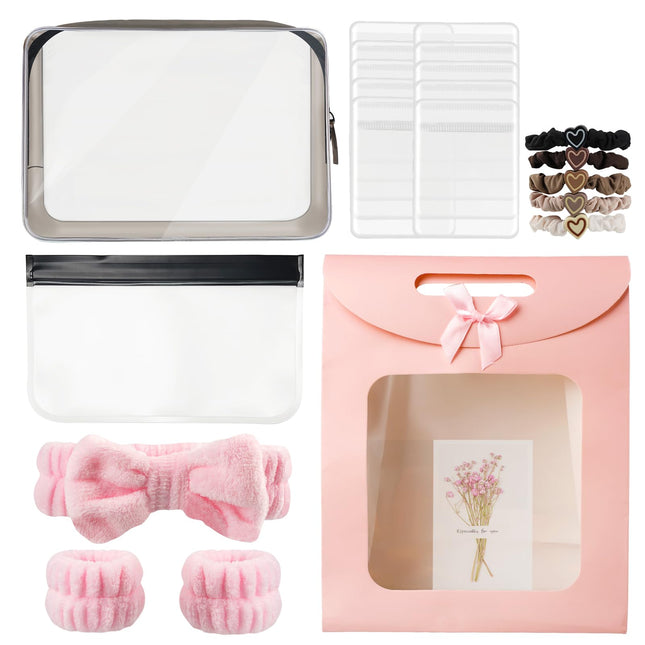 Clear Makeup Bag, Travel Essential Toiletry Bag with Jewelry & Brush Bags, Spa K