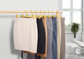 Amber Home 10 Pack Matte Gold Aluminum Pants Hangers, 12.2” Extra Smooth Metal Skirt Hangers with 2 Adjustable Non-Slip Clips, Light & Sturdy