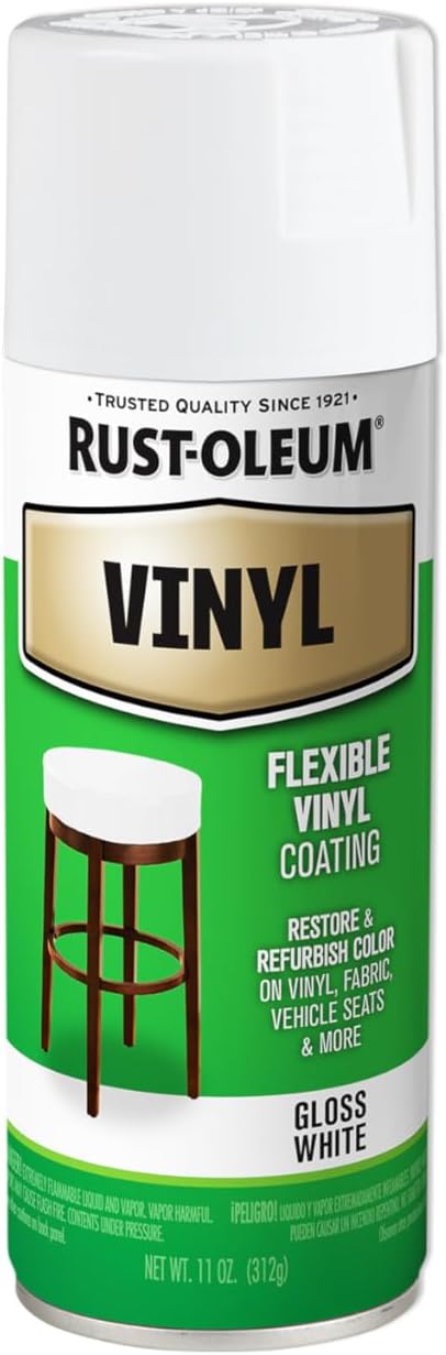 Rust-Oleum 1911830 Specialty Vinyl Spray Paint, 12 oz, White White 11 Fl Oz (Pack of 1)