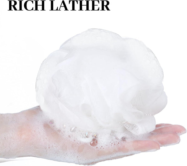 Funnymoom 12 Pcs Travel Size Loofah Individually Wrapped, Small Shower Puff Bath Sponge Pouf Ball Bulk Mesh Bath Puff Mini Loofah Sponge with Case