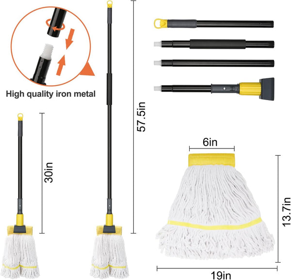 KeFanta Commercial Mop Heavy Duty Industrial Mop,60" String Wet Cotton Mops 1 industrial mop - Yellow