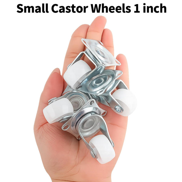 HOWDIA 1" Small Caster Wheels Swivel Casters Trolley Wheels for Furniture Project Cart, Industrial Casters Single Wheel with Rubber Base Ball