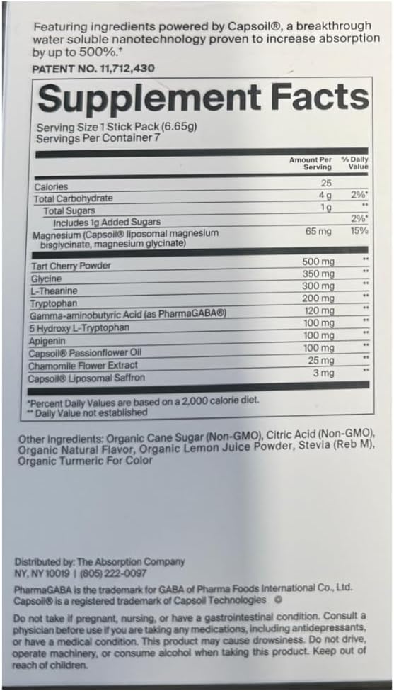 Sleep Aid Powder - Calming Drink for Deep Sleep with Liposomal Saffron, Magnesium & Pharmagaba Melatonin-Free Natural Supplement to Reduce Stress