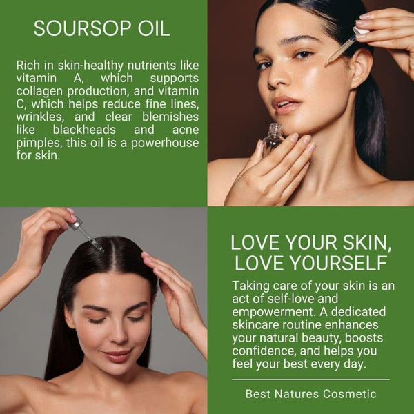 Virgin Soursop Oil (Anona Muricata, Graviola, Guanabana) – 100% Pure, Organic, Cold-Pressed, Unrefined – 1oz - 30ml – Natural Facial Oil &