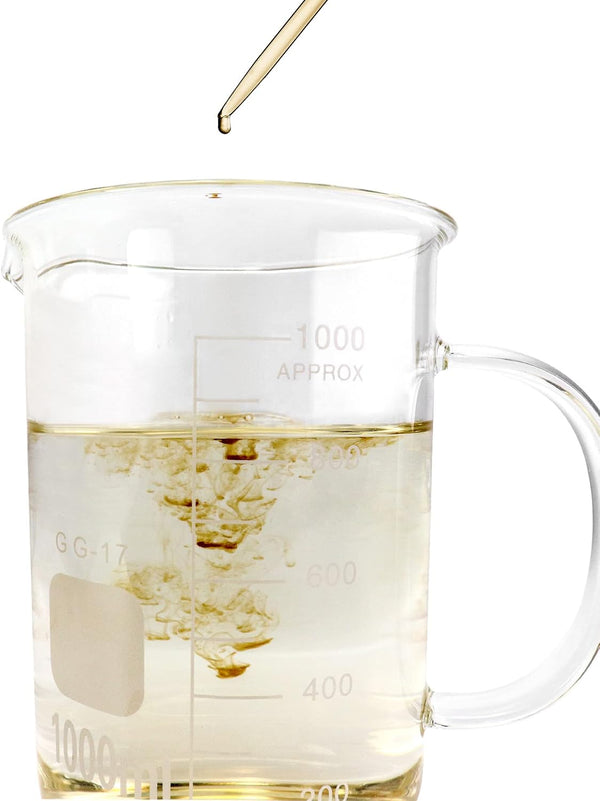 QWORK Beaker with Handle, 1000ml/33.81oz, Measuring Cup, Borosilicate Glass, Beaker Mug with Pouring Spout, 2 Pack