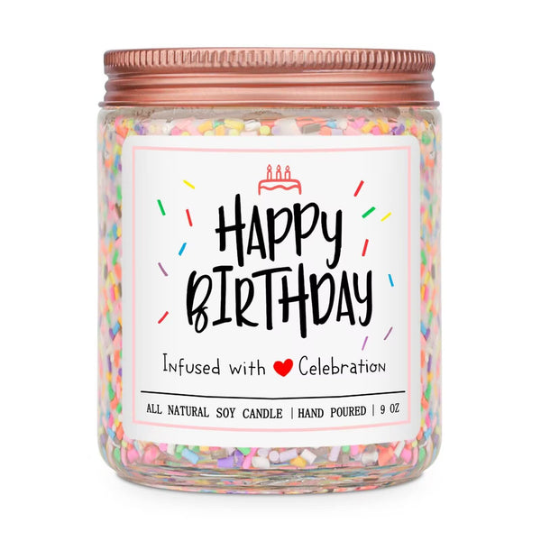 Homsolver Happy Birthday Gifts for Women Unique, Vanilla Cream Scent with Sprinkles Candy Birthday Candles for Her, Handmade Aromatherapy Candle