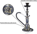 20" Hookah set - 2 Hose Premium Shisha Hookah Kit with Glass Vase, Ceramic Bowl and Coal Tongs Ashtray for Better Shisha Narguile Smoking (Black)