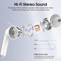 Wireless Earbuds, 2025 Bluetooth 5.4 Headphones in Ear Buds 3D Bass Stereo, 40H Ultralight Bluetooth Earbuds with 4 ENC Noise Cancelling Mic, IP7