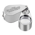 40X Full Metal Illuminated Jewelry Loop Magnifier, XYK Pocket Folding Magnifying Glass Jewelers Eye Loupe with LED(LED Currency Detecting/Jewelry