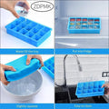 2 Pack Ice Cube Trays, ZDPMK Silicone Easy Release Flexible Molds 15 Ice Cubes Tray for Freezer，Cocktail，Whiskey，Reusable & BPA Free Blue